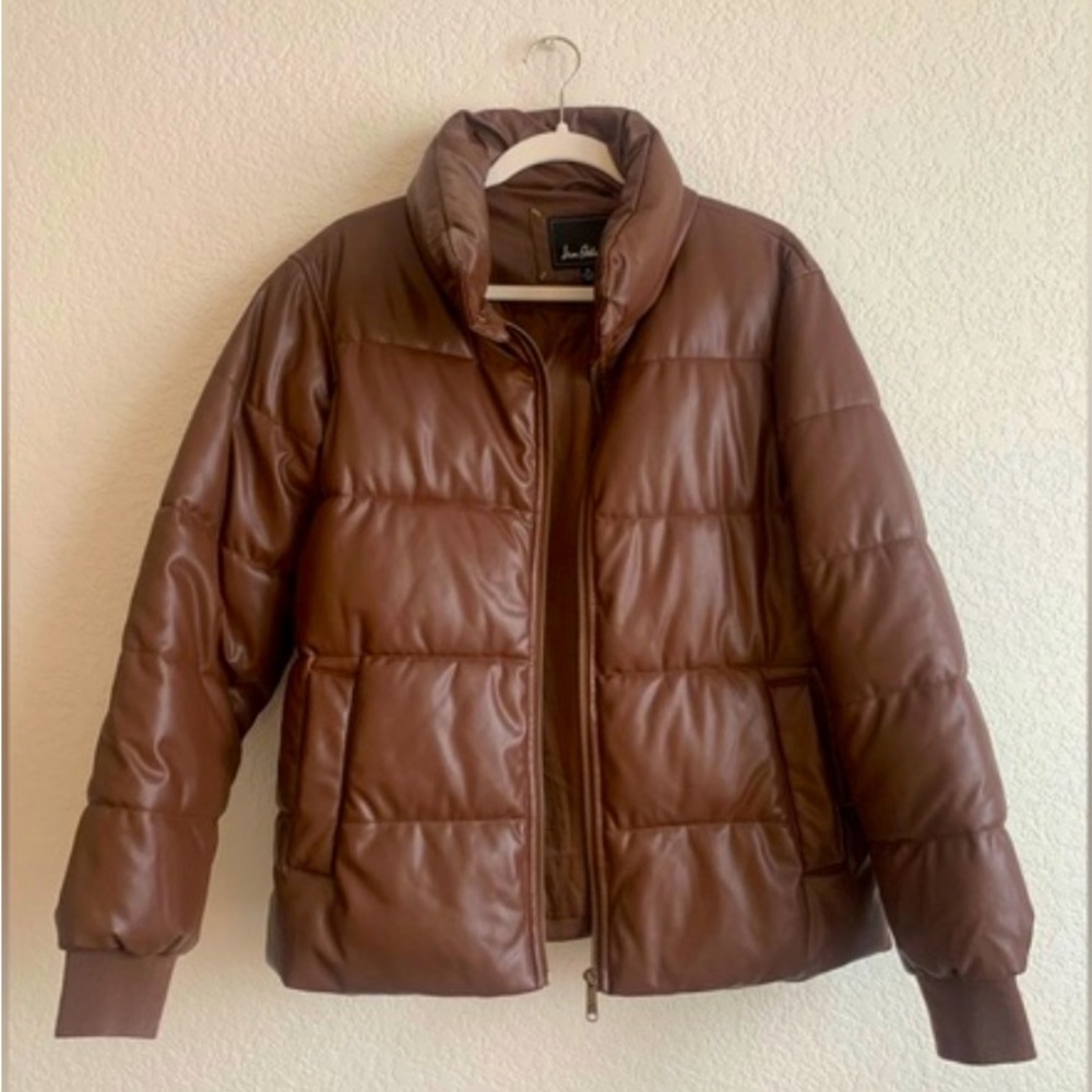 Brown Leather Puffer